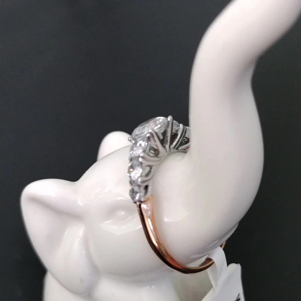 Women's Bling Stainless Steel Bridal Two Tone Cocktail Ring - Picture 6 of 16